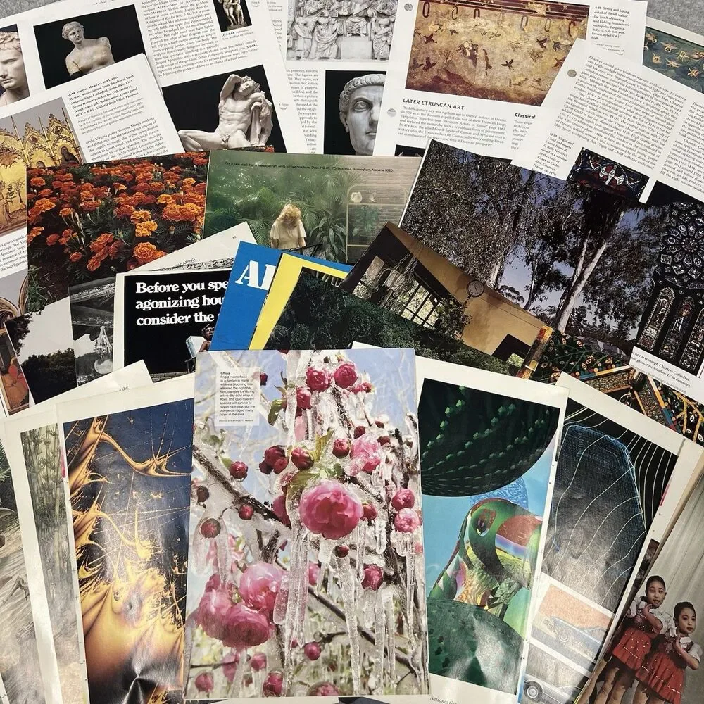 Ephemera Lot 70 Pcs Color Images Book & Magazine Pages Junk Journal Art Crafts